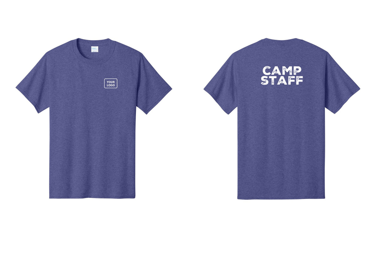 NYC Factory Custom Logo Camp Staff T-Shirt - Your Logo + Back - Heather Purple