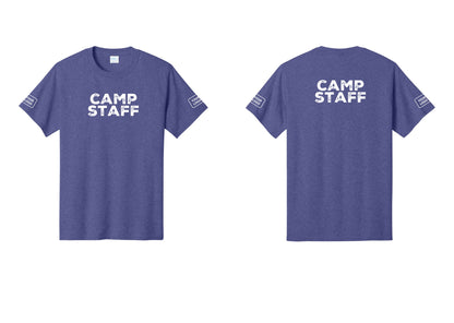 NYC Factory Custom Logo Camp Staff T-Shirt - Front + Back + Your Logo Sleeves - Heather Purple