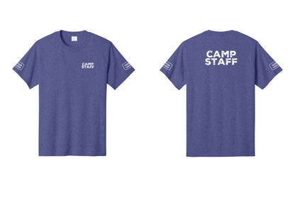 NYC Factory Unisex Custom Logo Camp Staff T-Shirt - Chest + Back + Your Logo Sleeves - Heather Purple
