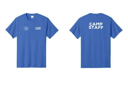 NYC Factory Custom Logo Camp Staff T-Shirt - CAMP STAFF + Your Logo + Back - Heather Royal
