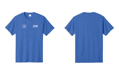 NYC Factory Unisex Custom Logo Camp Staff T-Shirt - CAMP STAFF + Your Logo - Heather Royal