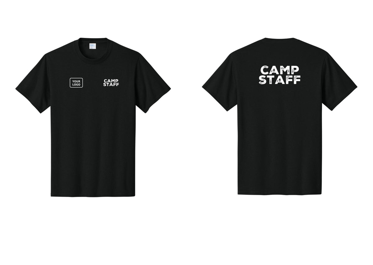 NYC Factory Custom Logo Camp Staff T-Shirt - CAMP STAFF + Your Logo + Back - Black