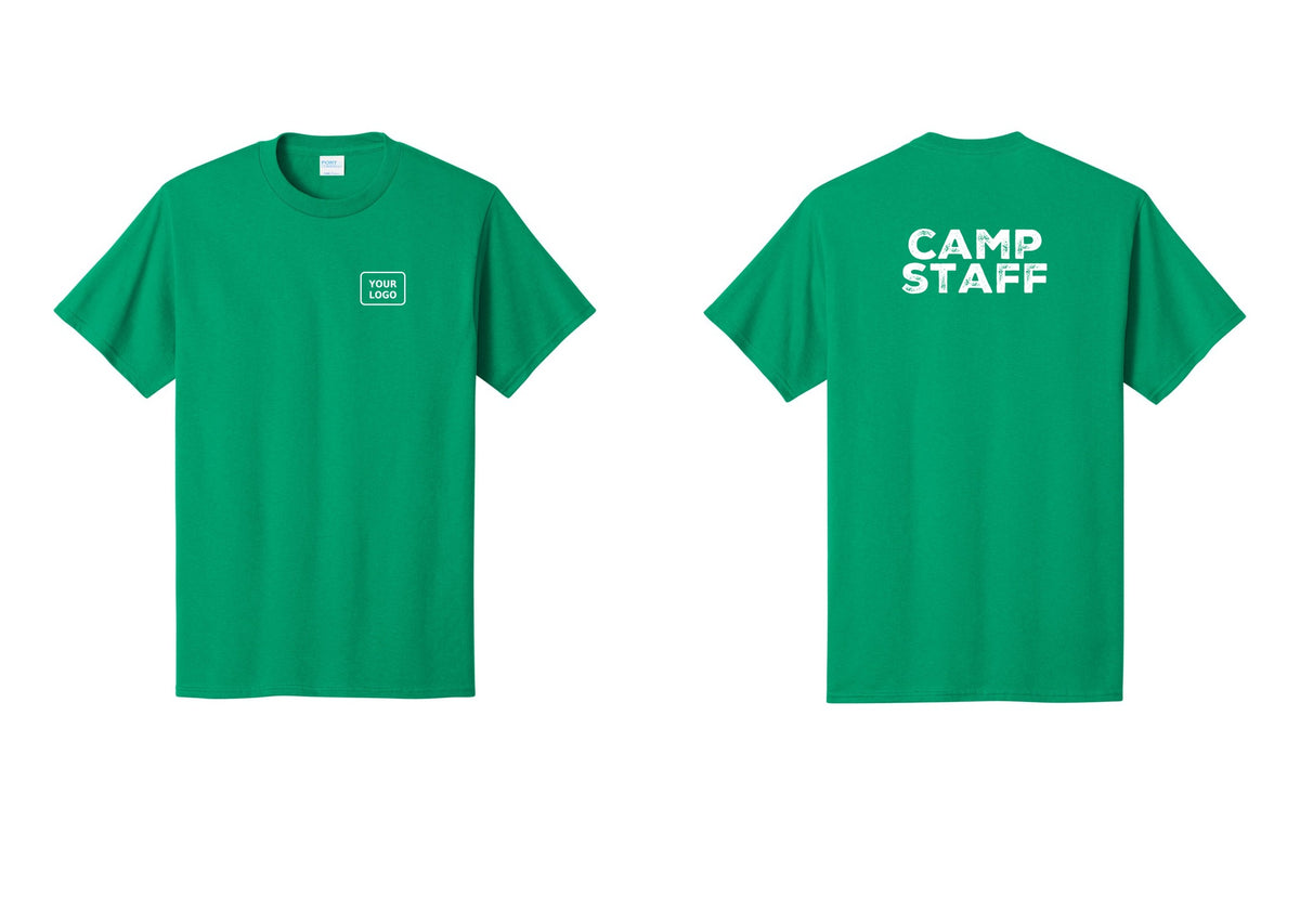 NYC Factory Custom Logo Camp Staff T-Shirt - Your Logo + Back - Kelly