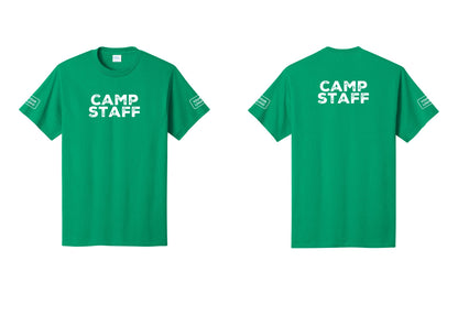 NYC Factory Custom Logo Camp Staff T-Shirt - Front + Back + Your Logo Sleeves - Kelly