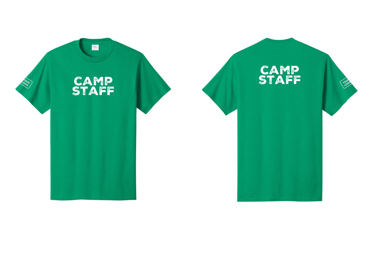 NYC Factory Custom Logo Camp Staff T-Shirt - Front + Back + Your Logo Sleeve - Kelly