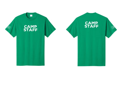 NYC Factory Custom Logo Camp Staff T-Shirt - Front + Back + Your Logo Sleeve - Kelly
