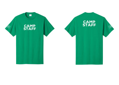 NYC Factory Unisex Custom Logo Camp Staff T-Shirt - Front + Back + Your Logo Sleeve - Kelly