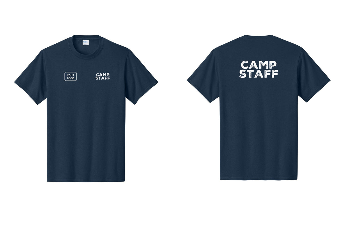 NYC Factory Custom Logo Camp Staff T-Shirt - CAMP STAFF + Your Logo + Back - Navy