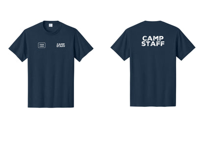 NYC Factory Custom Logo Camp Staff T-Shirt - CAMP STAFF + Your Logo + Back - Navy
