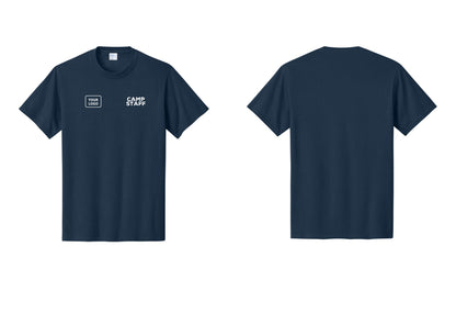 NYC Factory Unisex Custom Logo Camp Staff T-Shirt - CAMP STAFF + Your Logo - Navy