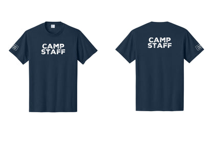 NYC Factory Custom Logo Camp Staff T-Shirt - Front + Back + Your Logo Sleeve - Navy