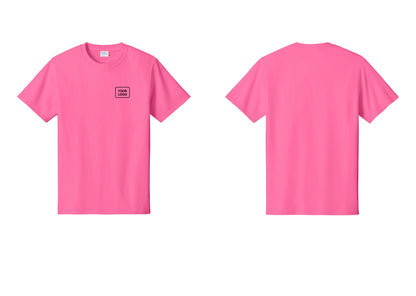 NYC Factory Custom Logo Camp Staff T-Shirt - Your Logo Only - Neon Pink