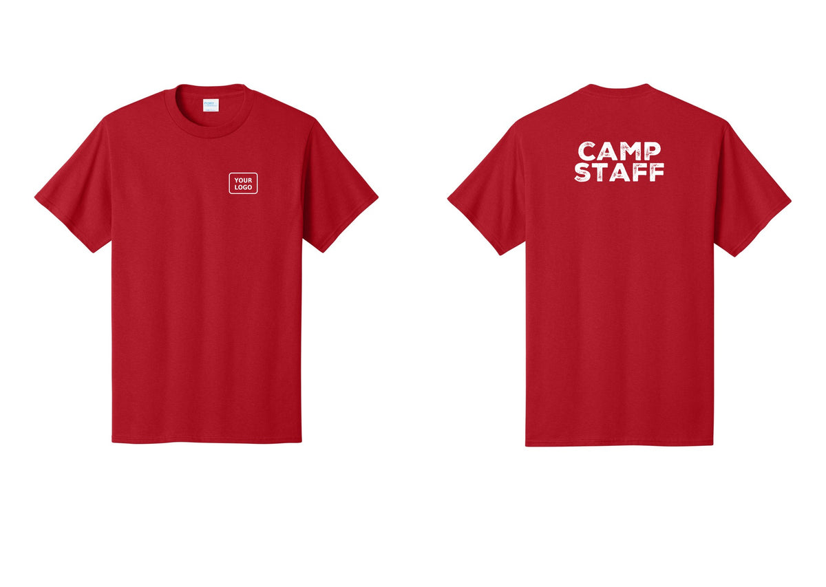 NYC Factory Unisex Custom Logo Camp Staff T-Shirt - Your Logo + Back - Red