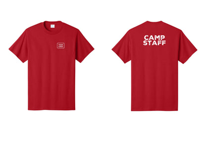 NYC Factory Unisex Custom Logo Camp Staff T-Shirt - Your Logo + Back - Red