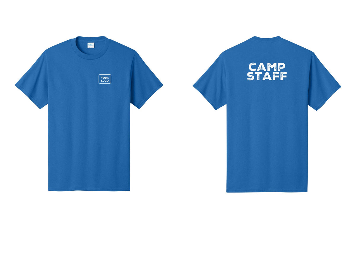 NYC Factory Custom Logo Camp Staff T-Shirt - Your Logo + Back - Royal