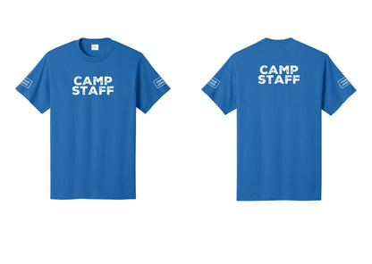 NYC Factory Custom Logo Camp Staff T-Shirt - Front + Back + Your Logo Sleeves - Royal
