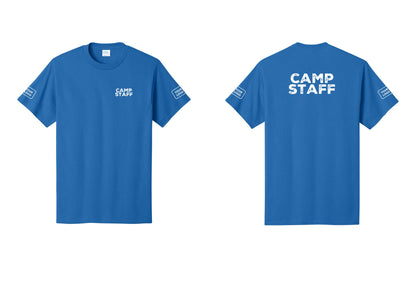NYC Factory Custom Logo Camp Staff T-Shirt - Chest + Back + Your Logo Sleeves - Royal