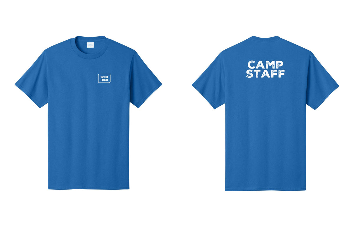 NYC Factory Unisex Custom Logo Camp Staff T-Shirt - Your Logo + Back - Royal