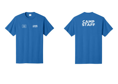 NYC Factory Unisex Custom Logo Camp Staff T-Shirt - CAMP STAFF + Your Logo + Back - Royal
