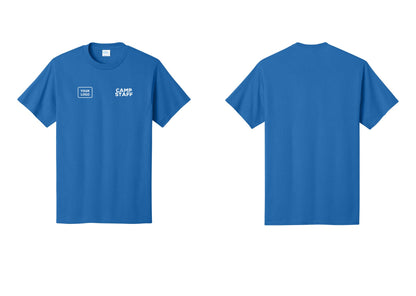 NYC Factory Unisex Custom Logo Camp Staff T-Shirt - CAMP STAFF + Your Logo - Royal
