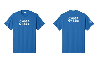 NYC Factory Custom Logo Camp Staff T-Shirt - Front + Back + Your Logo Sleeve - Royal
