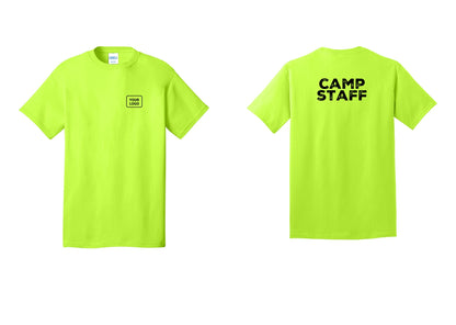 NYC Factory Unisex Custom Logo Camp Staff T-Shirt - Your Logo + Back - Safety Green