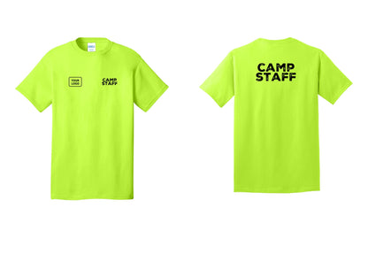 NYC Factory Unisex Custom Logo Camp Staff T-Shirt - CAMP STAFF + Your Logo + Back - Safety Green