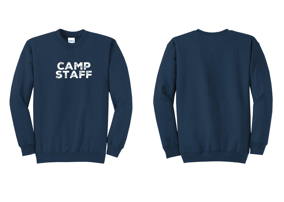 NYC Factory Camp Staff Cotton Fleece Crewneck Sweatshirt (Rustic) - Front Only - Navy