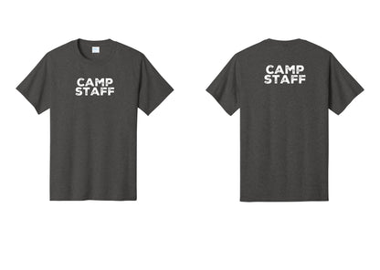 NYC Factory Unisex Camp Staff Charcoal T-Shirt - Front + Back - Dark Heather Grey