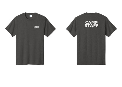 NYC Factory Unisex Camp Staff Charcoal T-Shirt - Chest + Back - Dark Heather Grey