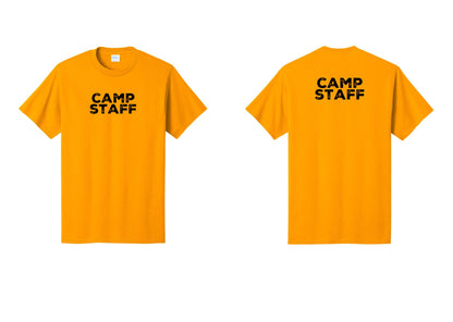 NYC Factory Unisex Camp Staff Charcoal T-Shirt - Front + Back - Gold