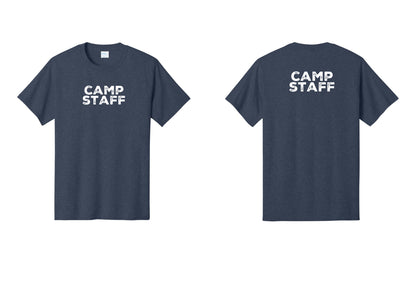 NYC Factory Unisex Camp Staff Charcoal T-Shirt - Front + Back - Heather Navy