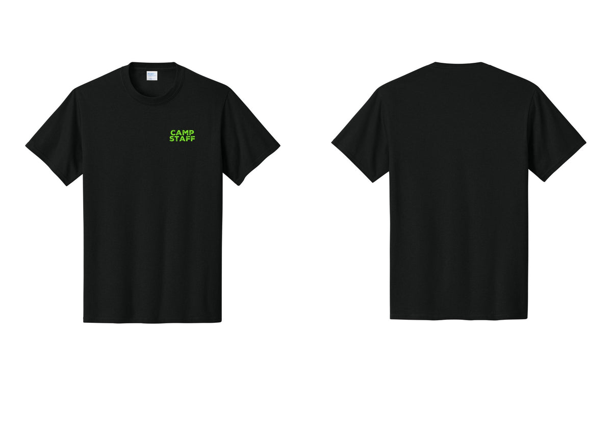 NYC Factory Unisex Camp Staff Charcoal T-Shirt - Chest Only - Black / Neon