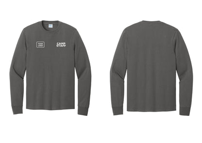 NYC Factory Custom Logo Camp Staff Cotton Long Sleeve T-Shirt (Rustic) - CAMP STAFF + Your Logo - Charcoal
