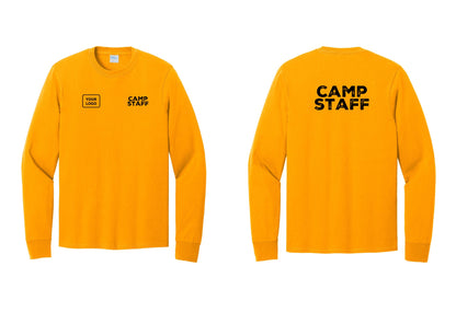 NYC Factory Custom Logo Camp Staff Cotton Long Sleeve T-Shirt (Rustic) - CAMP STAFF + Your Logo + Back - Gold