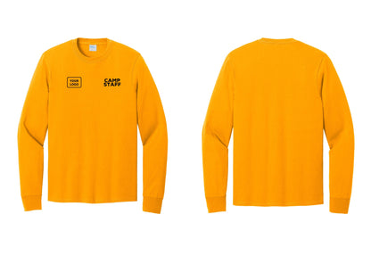 NYC Factory Custom Logo Camp Staff Cotton Long Sleeve T-Shirt (Rustic) - CAMP STAFF + Your Logo - Gold