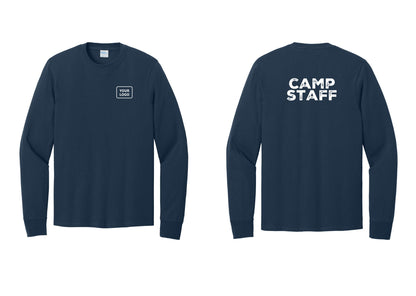 NYC Factory Custom Logo Camp Staff Cotton Long Sleeve T-Shirt (Rustic) - Your Logo + Back - Navy