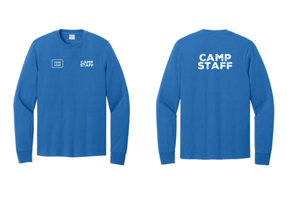 NYC Factory Custom Logo Camp Staff Cotton Long Sleeve T-Shirt (Rustic) - CAMP STAFF + Your Logo + Back - Royal