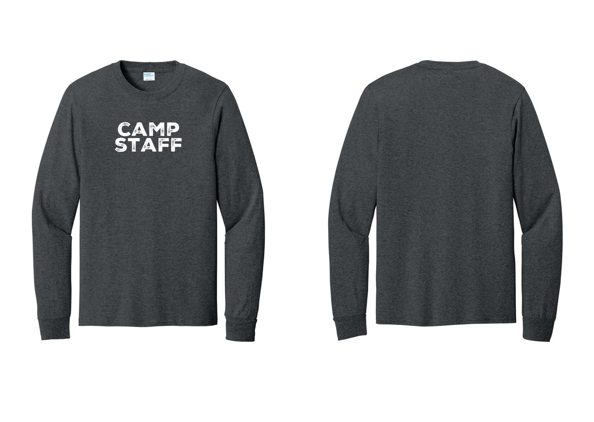 NYC Factory Camp Staff Cotton Long Sleeve T-Shirt (Rustic) - Front Only - Dark Heather Grey