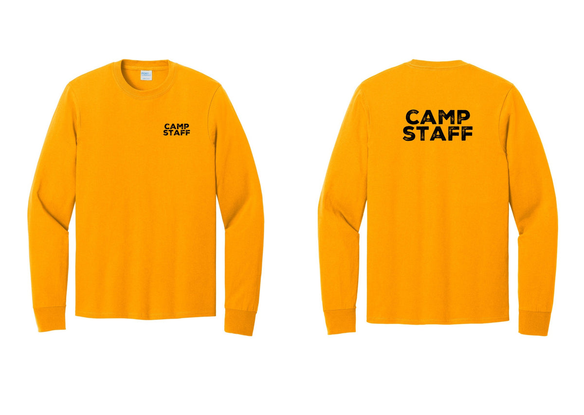 NYC Factory Camp Staff Cotton Long Sleeve T-Shirt (Rustic) - Chest + Back - Gold
