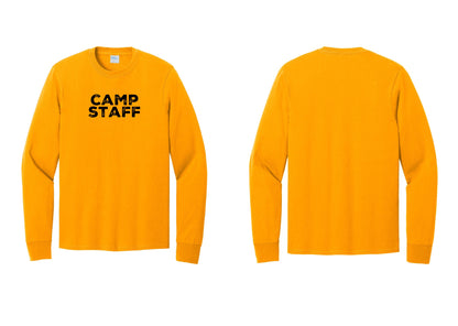 NYC Factory Camp Staff Cotton Long Sleeve T-Shirt (Rustic) - Front Only - Gold