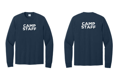 NYC Factory Camp Staff Cotton Long Sleeve T-Shirt (Rustic) - Front + Back - Navy