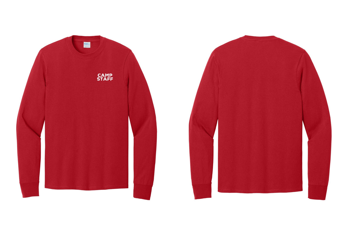 NYC Factory Camp Staff Cotton Long Sleeve T-Shirt (Rustic) - Chest Only - Red