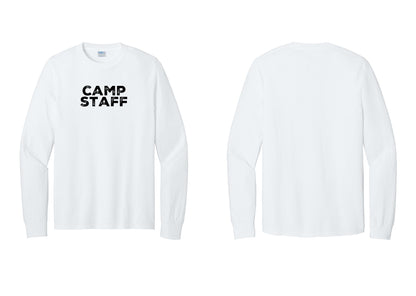 NYC Factory Camp Staff Cotton Long Sleeve T-Shirt (Rustic) - Front Only - White