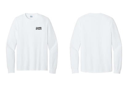 NYC Factory Camp Staff Cotton Long Sleeve T-Shirt (Rustic) - Chest Only - White