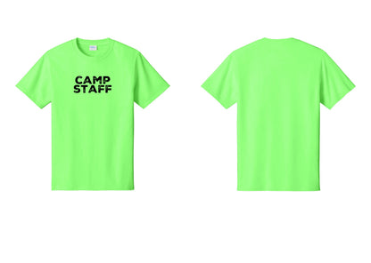 NYC Factory Unisex Camp Staff Charcoal T-Shirt - Front Only - Neon Green