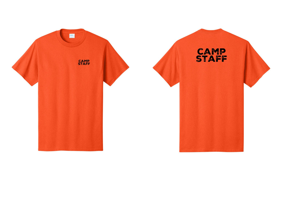 NYC Factory Unisex Camp Staff Charcoal T-Shirt - Chest + Back - Orange