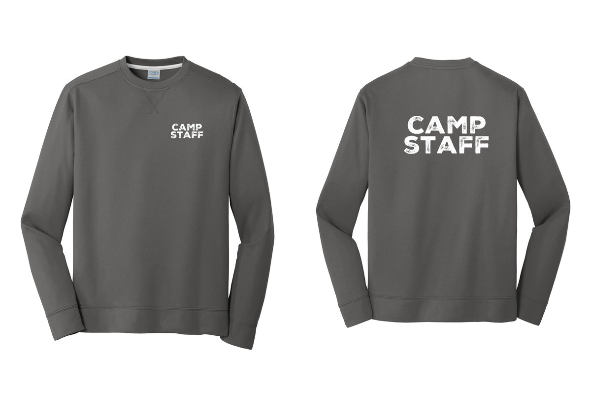 NYC Factory Camp Staff Performance Fleece Crewneck Sweatshirt (Rustic) - Chest + Back - Charcoal
