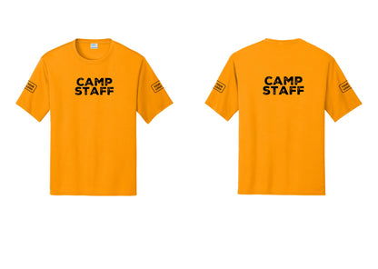 NYC Factory Custom Logo Camp Staff Performance T-Shirt (Rustic) - Front + Back + Your Logo Sleeves - Gold