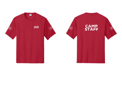 NYC Factory Custom Logo Camp Staff Performance T-Shirt (Rustic) - Chest + Back + Your Logo Sleeves - Red